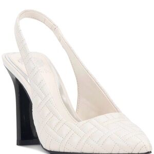 Vince Camuto Quilted White Slingback Heels
